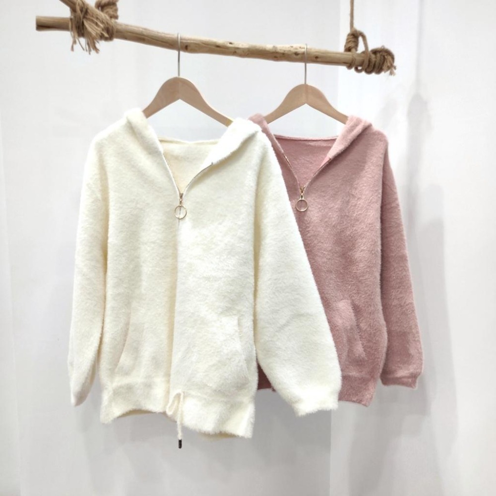 (G21)柔軟水貂毛連帽外套-2色-細節圖5