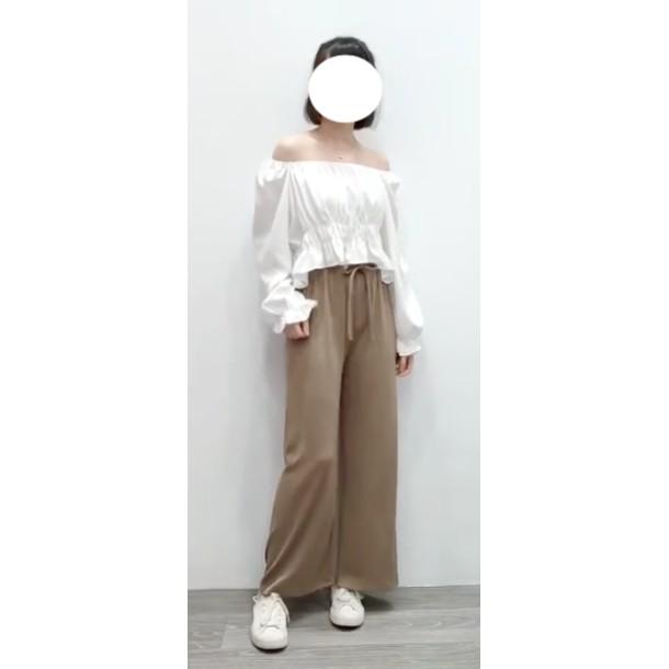 (A87)方領縮腰短版上衣-4色 短版 一字領 雪紡上衣 長袖上衣-細節圖5