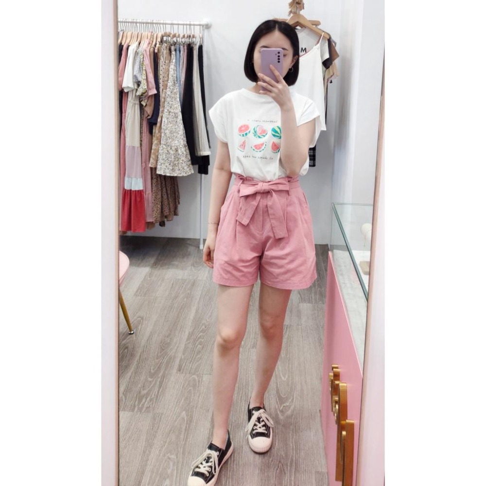 (D149)花苞綁帶棉麻短褲-2色-細節圖3