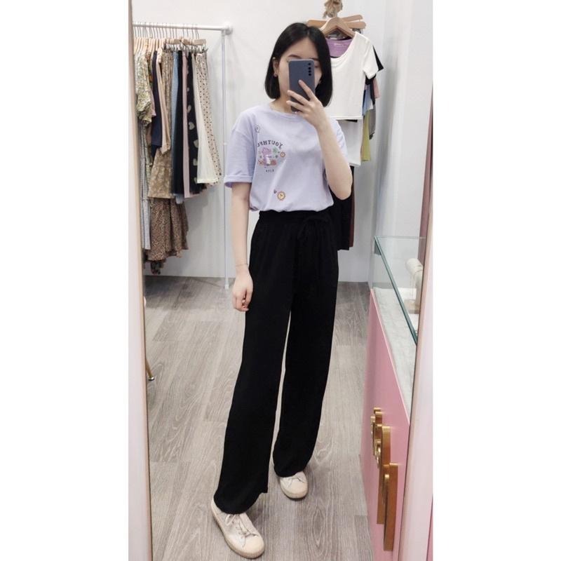 (D123)鬆緊綁帶細百褶寬褲-3色-細節圖5