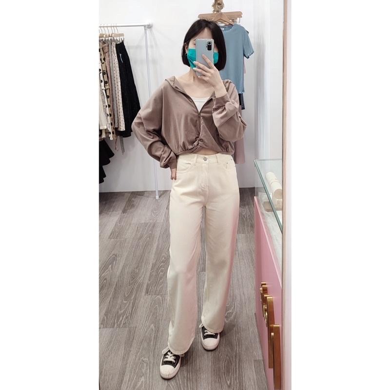 (A84)正韓-下扭結設計拉鍊連帽上衣-3色 短版 短版上衣 長袖短版上衣 帽t 薄長袖 長袖上衣-細節圖3