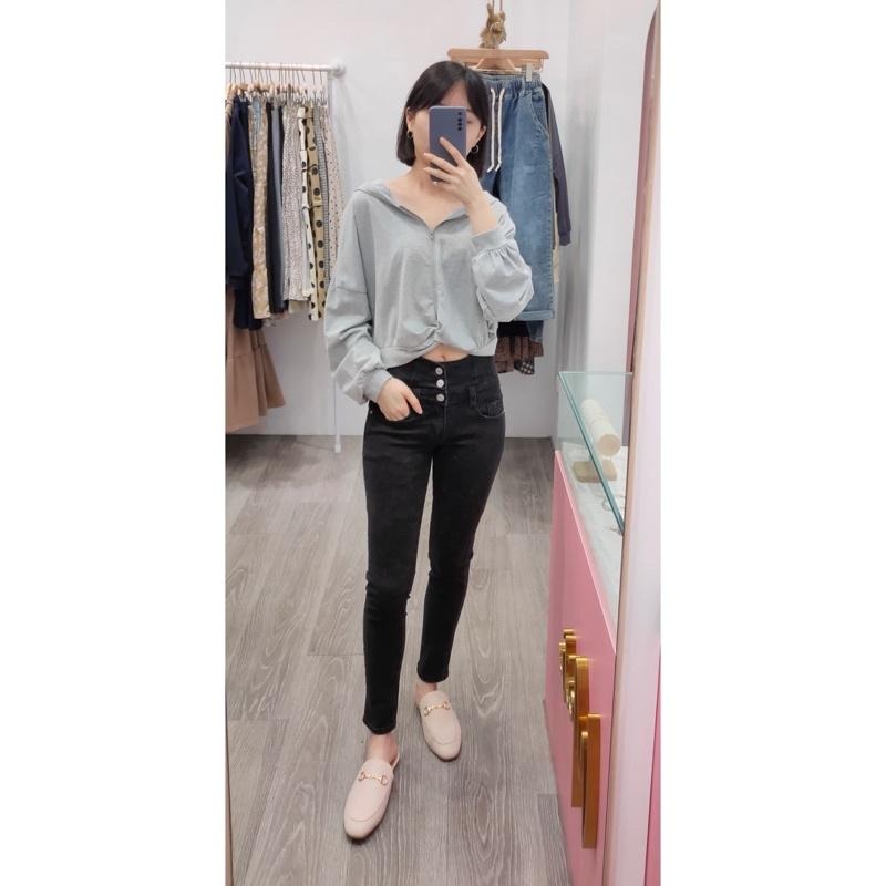 (A84)正韓-下扭結設計拉鍊連帽上衣-3色 短版 短版上衣 長袖短版上衣 帽t 薄長袖 長袖上衣-細節圖5