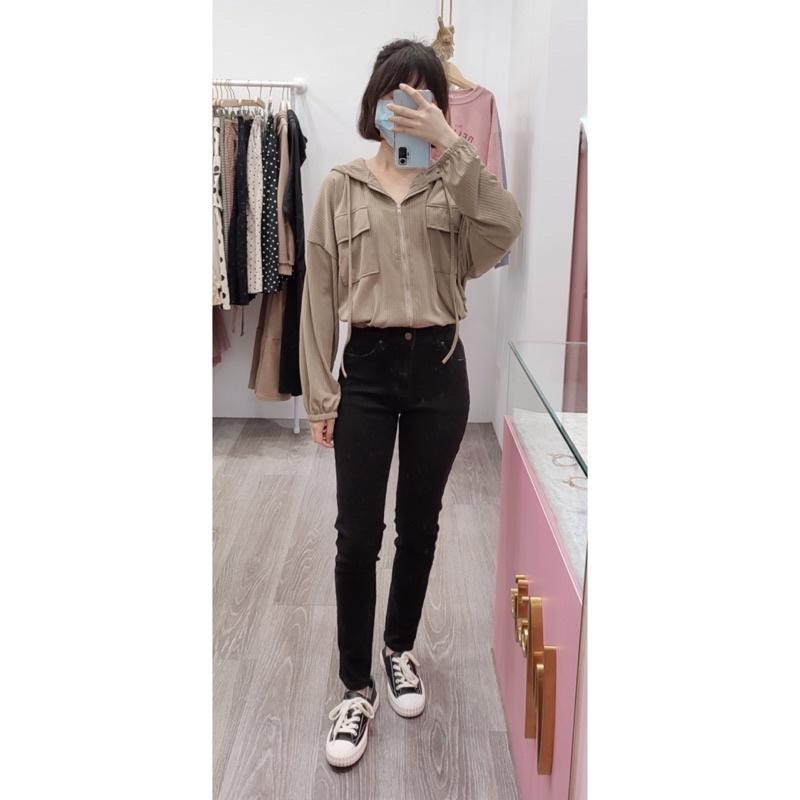 (D82)黑色牛仔磨毛窄管褲S-2L【現貨2L】-細節圖3