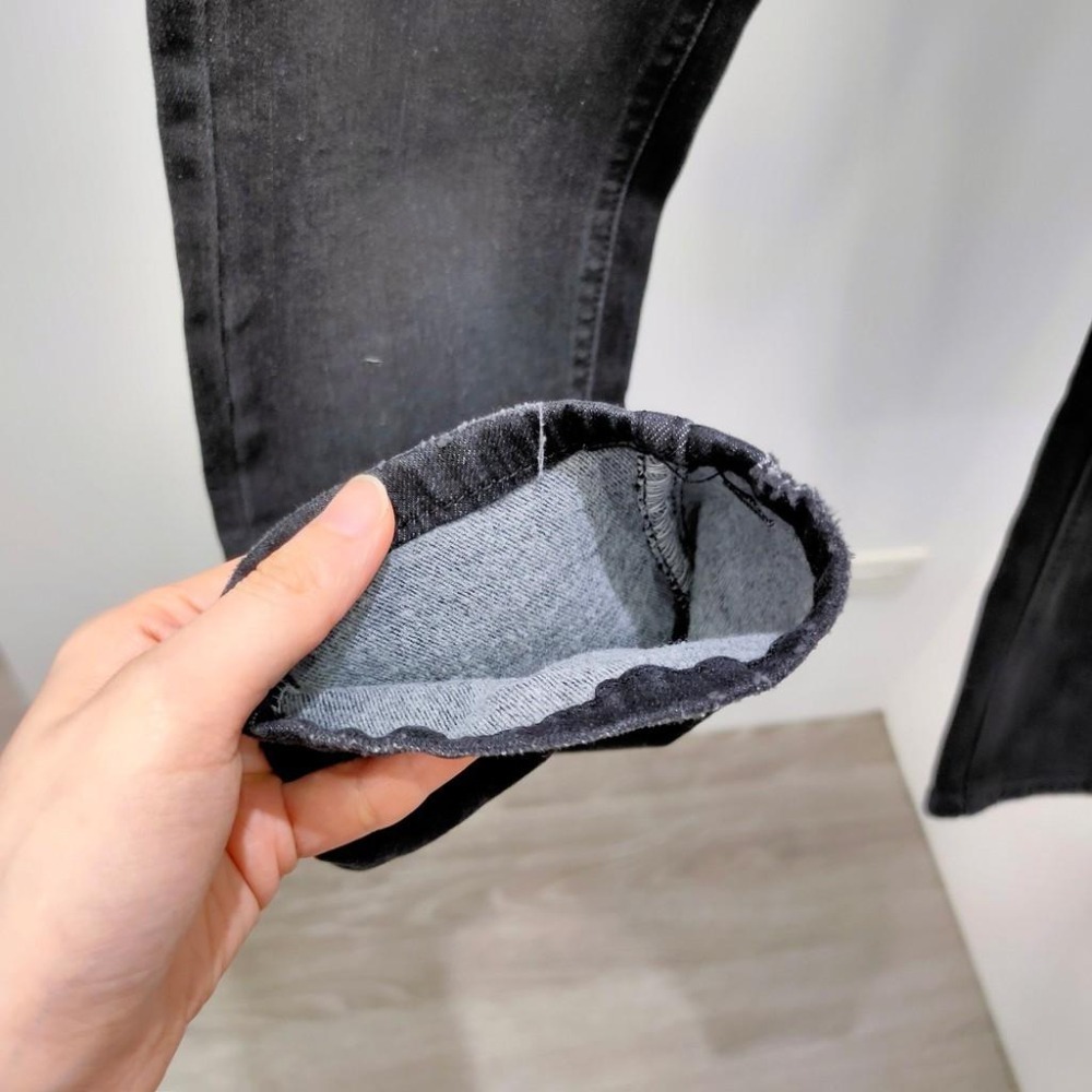 (D82)黑色牛仔磨毛窄管褲S-2L【現貨2L】-細節圖7