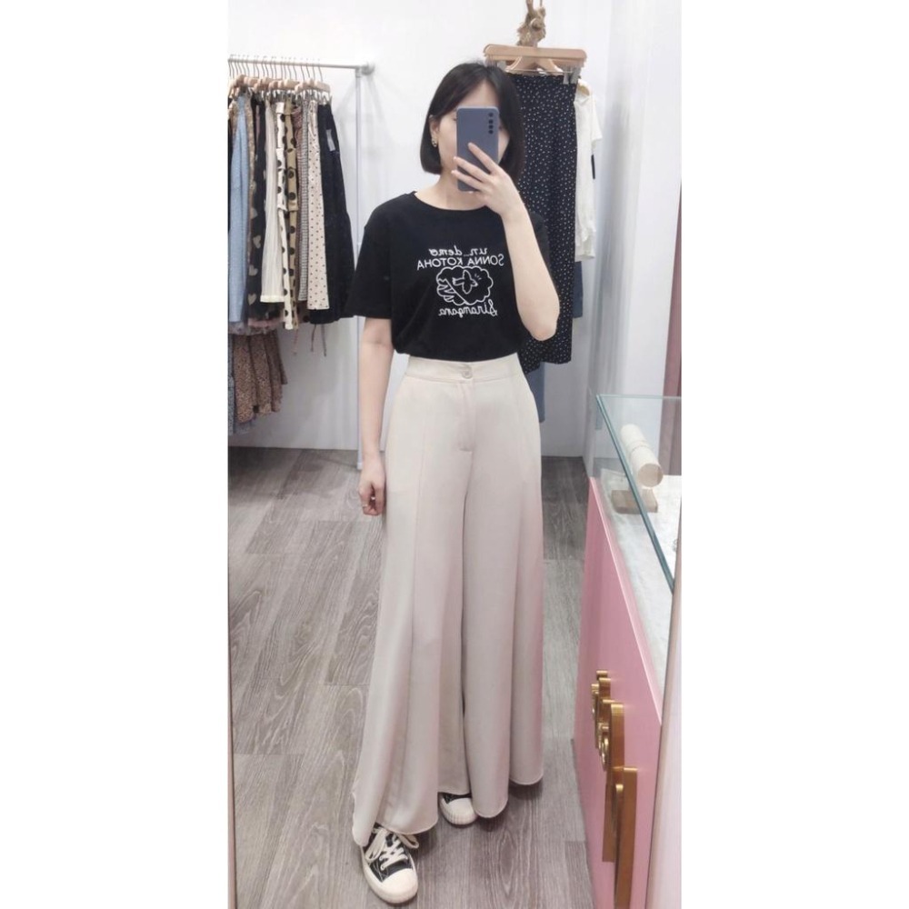 (D112)後鬆緊雪紡寬褲裙-3色【現貨-杏】-細節圖3