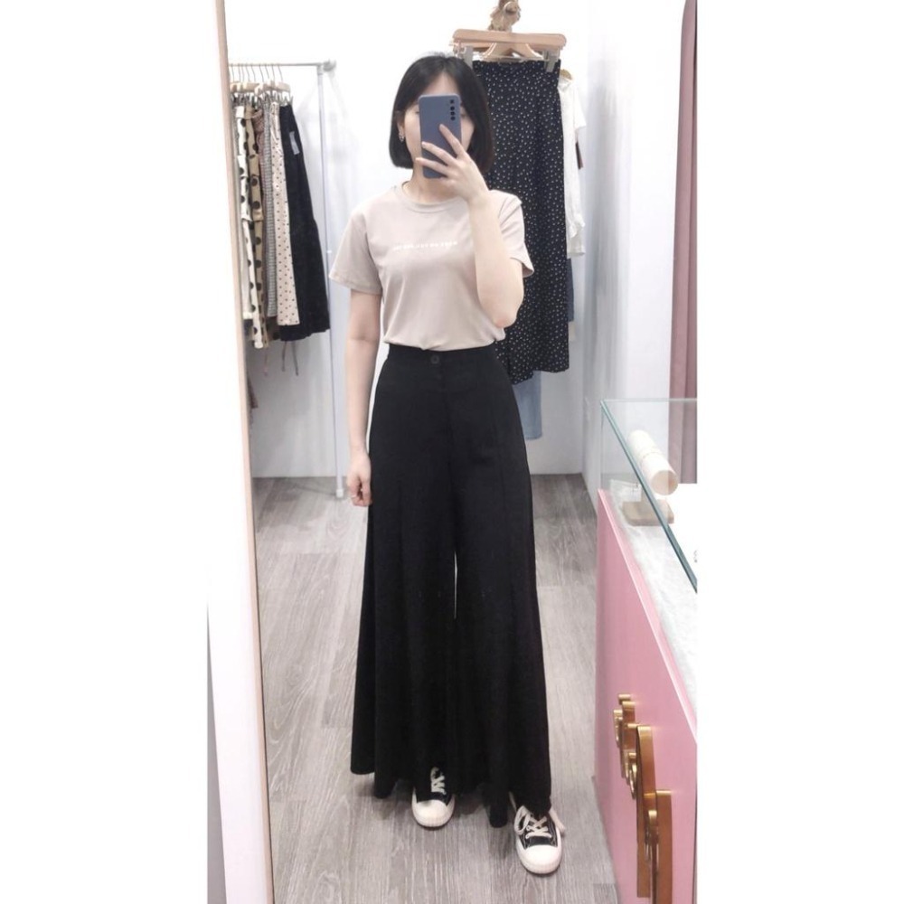 (D112)後鬆緊雪紡寬褲裙-3色【現貨-杏】-細節圖4