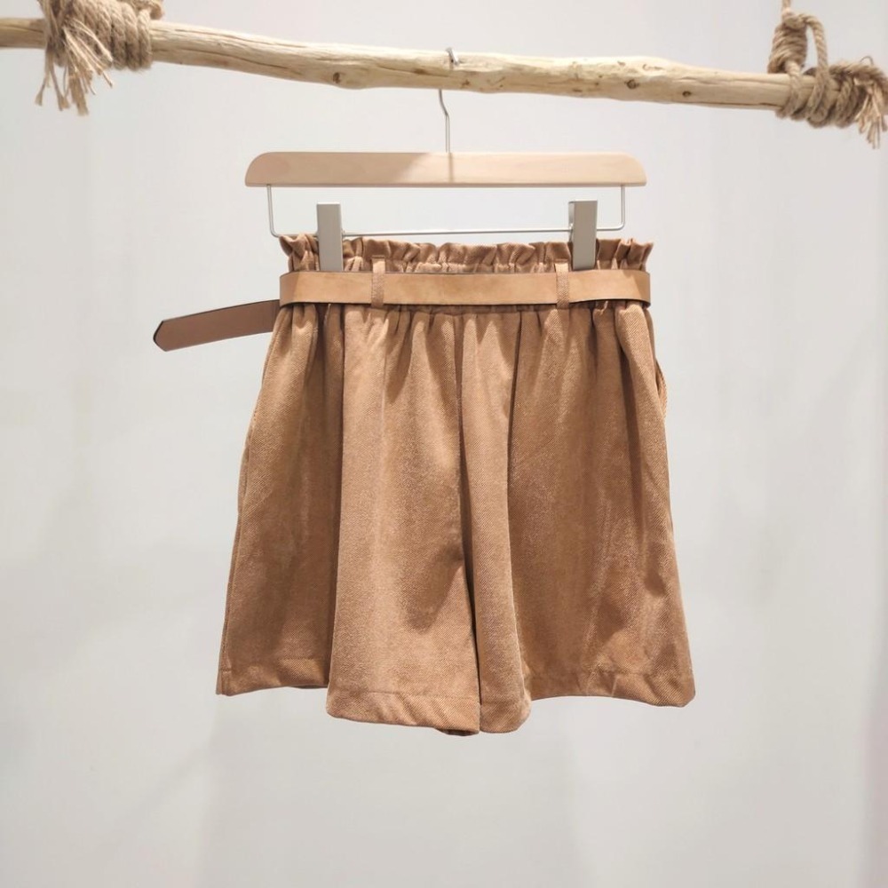 (D75)麂皮絨鬆緊短褲-4色(附皮帶)-細節圖3