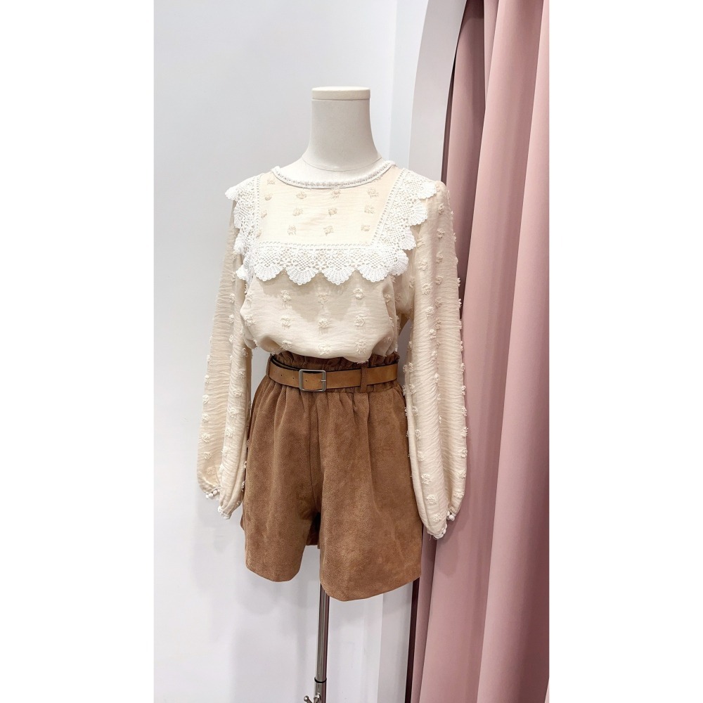 (D75)麂皮絨鬆緊短褲-4色(附皮帶)-細節圖5