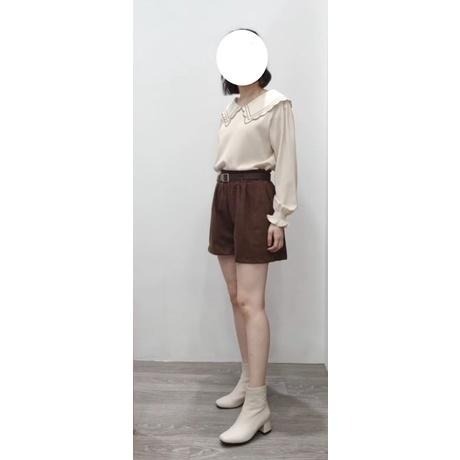 (D75)麂皮絨鬆緊短褲-4色(附皮帶)-細節圖8