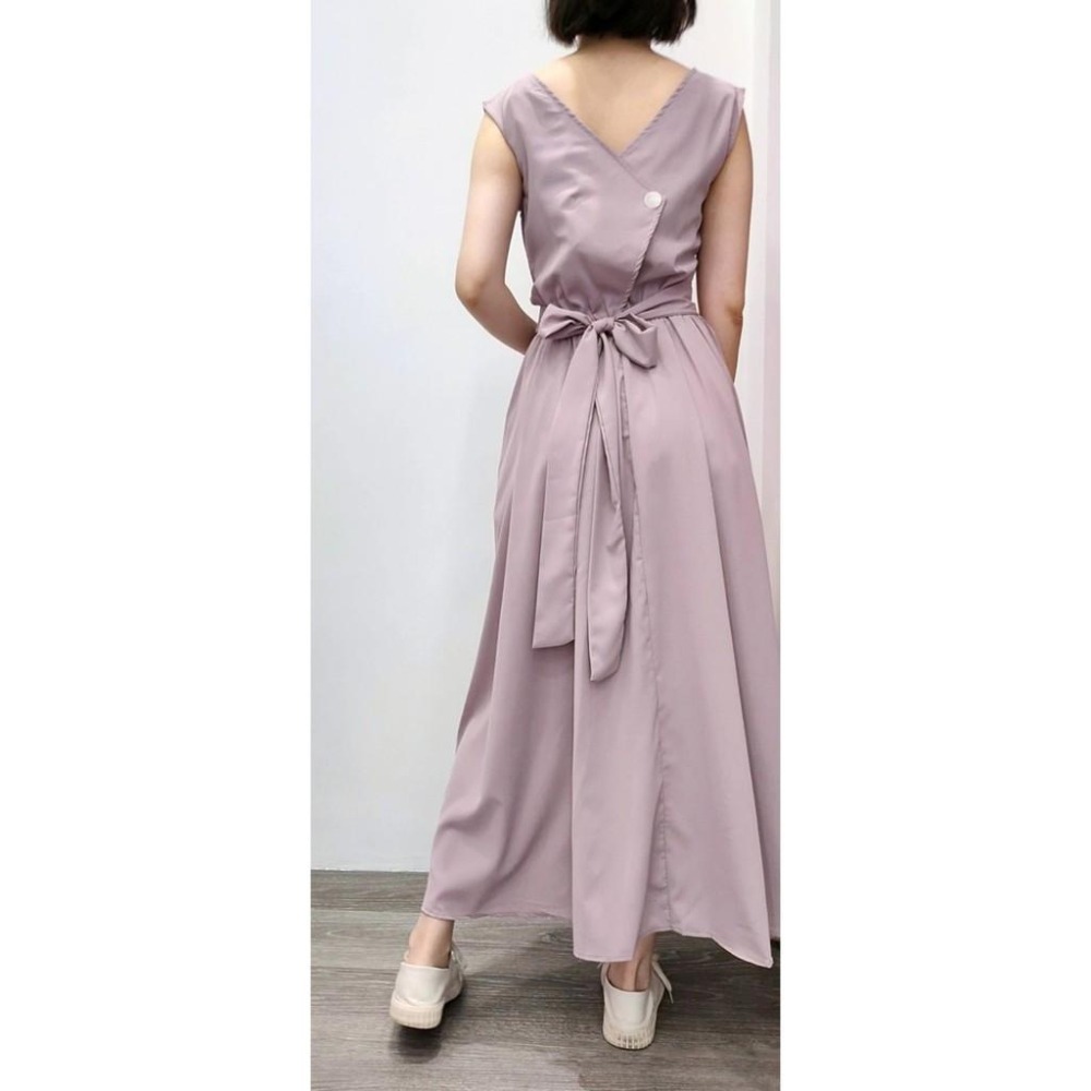 (C34)正韓-背心式側挖洞設計鬆緊長洋裝-4色(有口袋!)【現貨-水藍.紫】-細節圖9