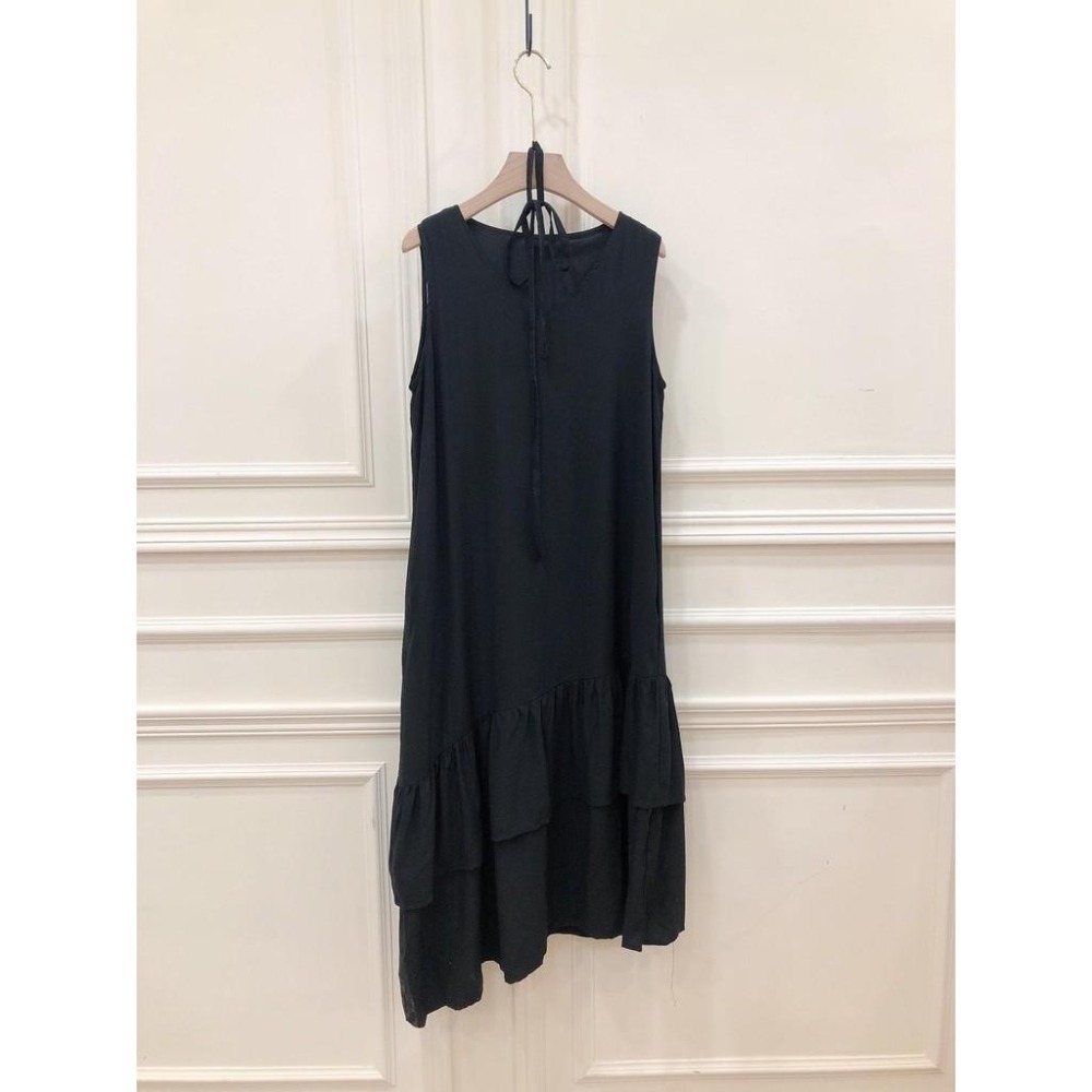 (C35)柔軟無袖綁帶斜下擺長洋裝-2色(有口袋!)-細節圖7