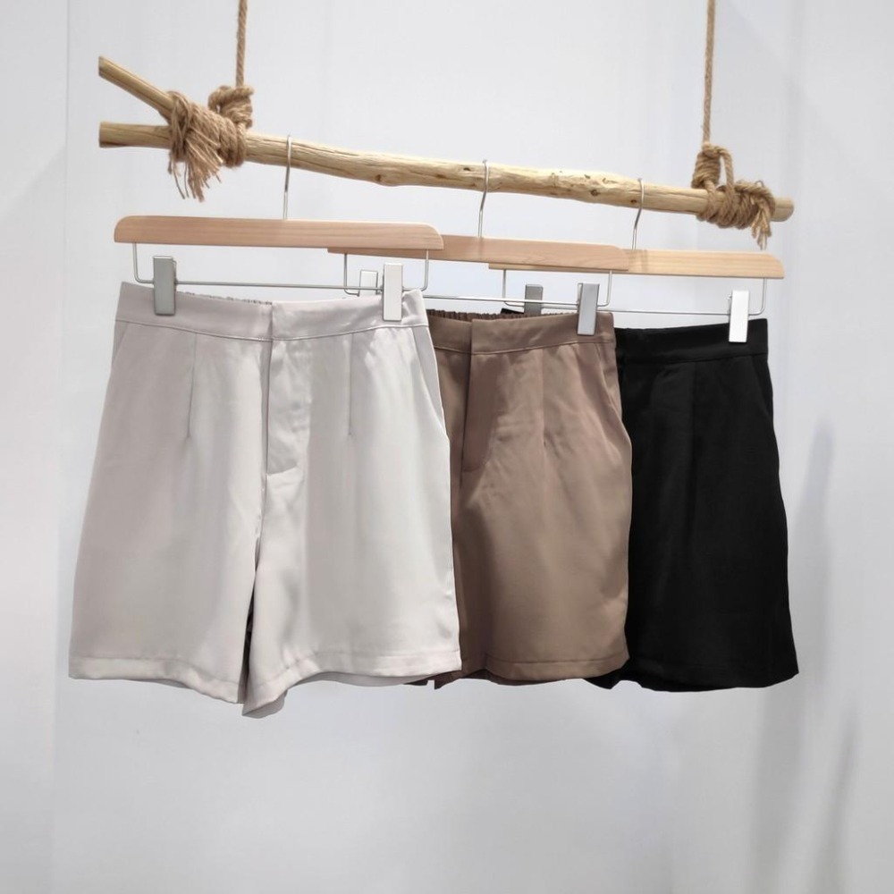 (D67)後鬆緊雪紡西裝短褲-3色【現貨-咖】-細節圖4
