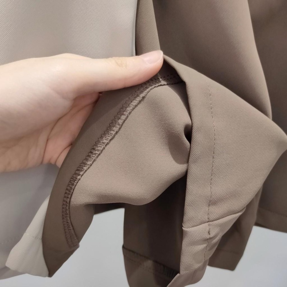 (D67)後鬆緊雪紡西裝短褲-3色【現貨-咖】-細節圖6