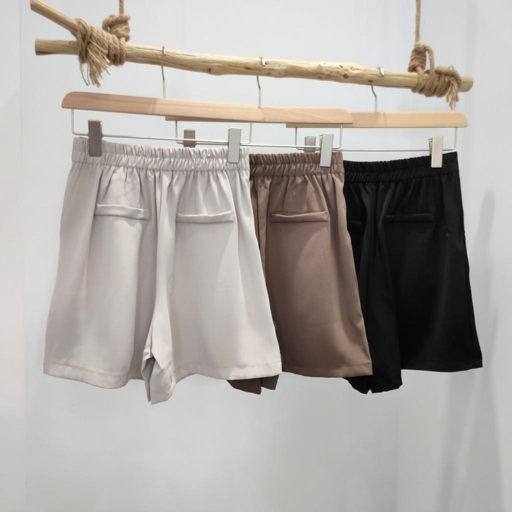 (D67)後鬆緊雪紡西裝短褲-3色【現貨-咖】-細節圖7