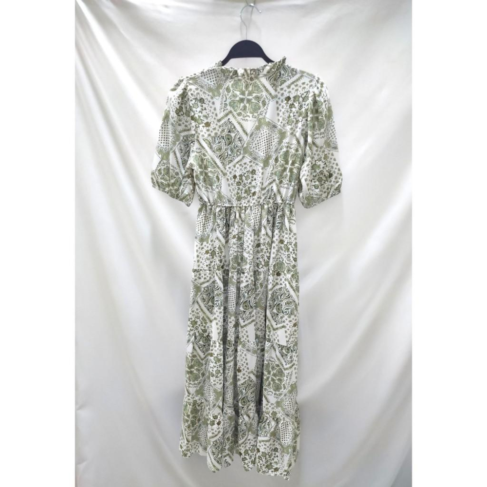 (C15)滿版圖騰縮腰五分袖長洋裝【現貨】📍折扣出清不退換📍連身裙 連衣裙 碎花洋裝 雪紡洋裝 連身裙長裙 長裙洋裝-細節圖8