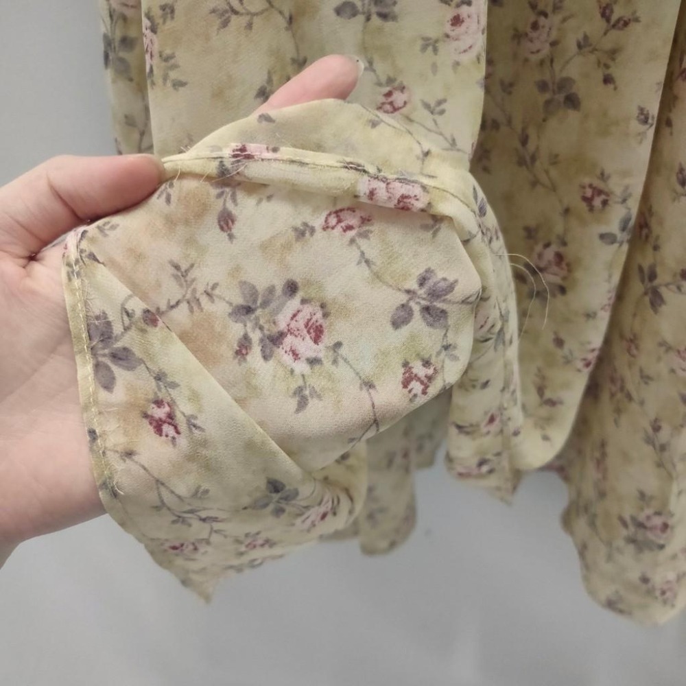 (C16)下擺不規則荷葉造型碎花縮腰長洋裝-2色(有口袋!)-細節圖8