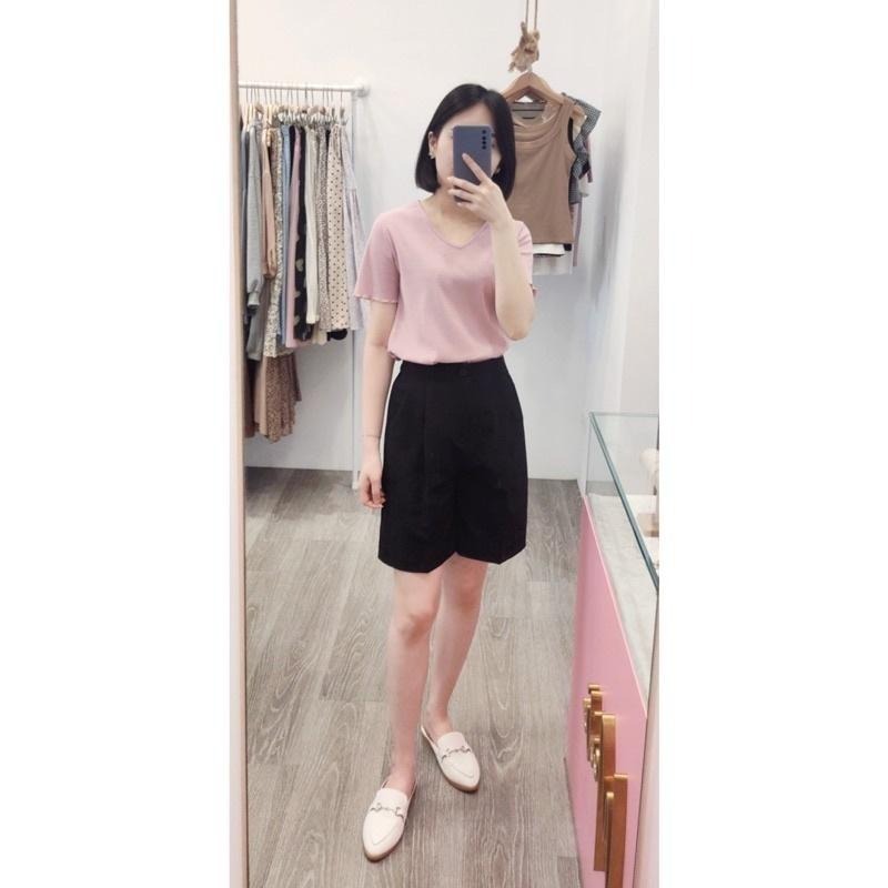 (A5)(圓領/v領)正韓-木耳邊 捲邊 QQ邊彈性短袖上衣-細節圖5