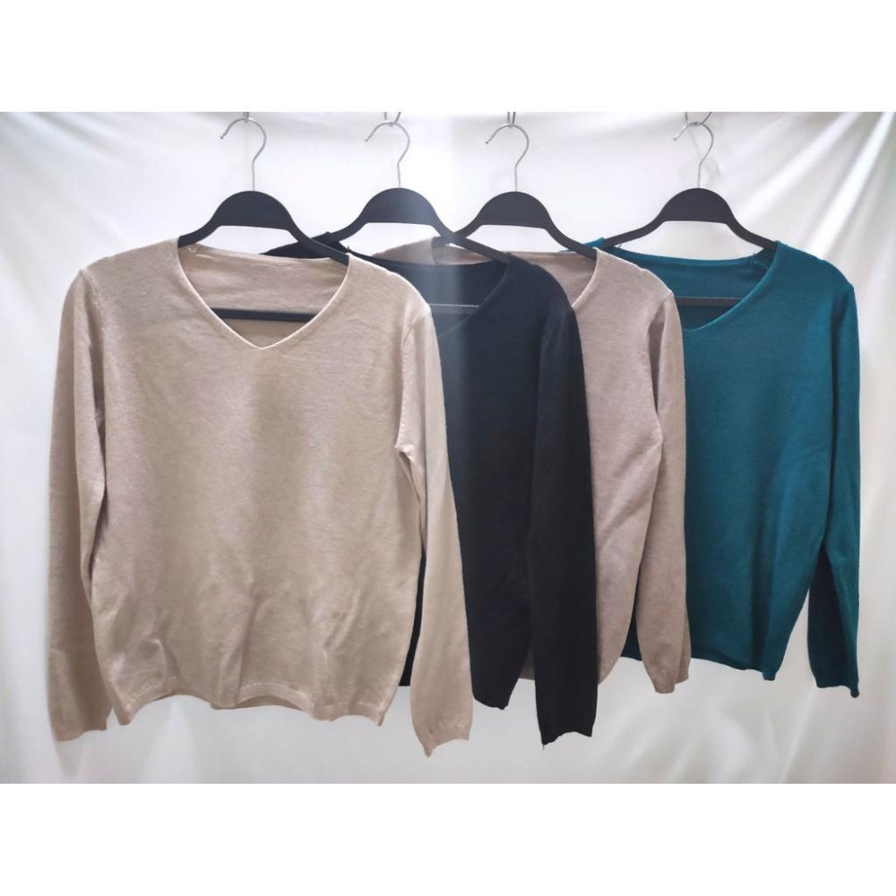 (A43)v領素面長袖柔軟針織上衣-4色【現貨-杏】📍折扣出清售完不補/不退換📍-細節圖6