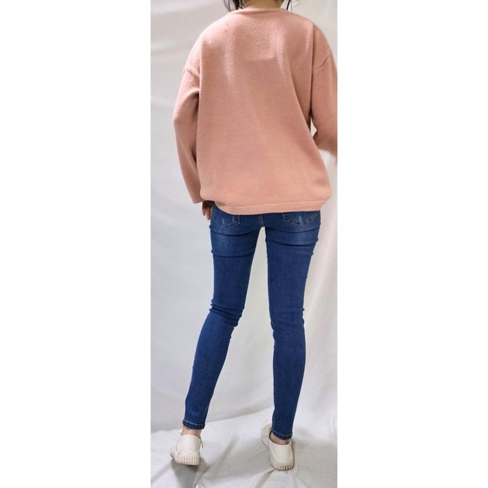 (A54)v領寬袖針織上衣-3色 針織上衣長袖 v領針織上衣 v領針織毛衣 寬鬆針織上衣  毛衣 v領毛衣 長袖上衣-細節圖3