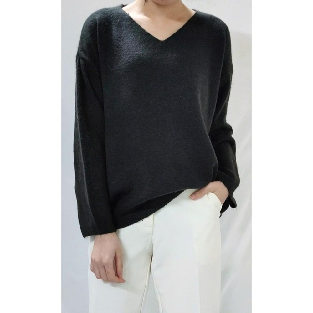 (A54)v領寬袖針織上衣-3色 針織上衣長袖 v領針織上衣 v領針織毛衣 寬鬆針織上衣  毛衣 v領毛衣 長袖上衣-細節圖4
