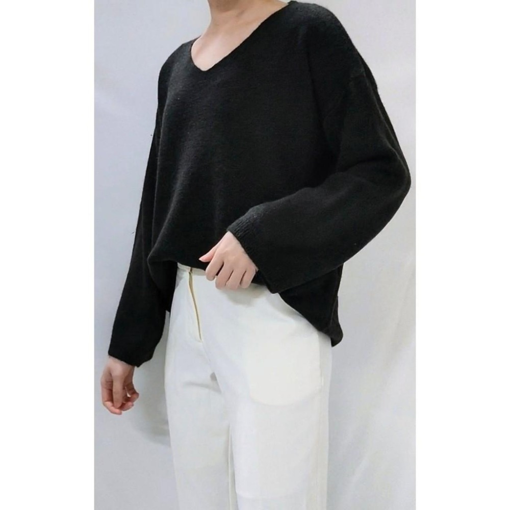 (A54)v領寬袖針織上衣-3色 針織上衣長袖 v領針織上衣 v領針織毛衣 寬鬆針織上衣  毛衣 v領毛衣 長袖上衣-細節圖5
