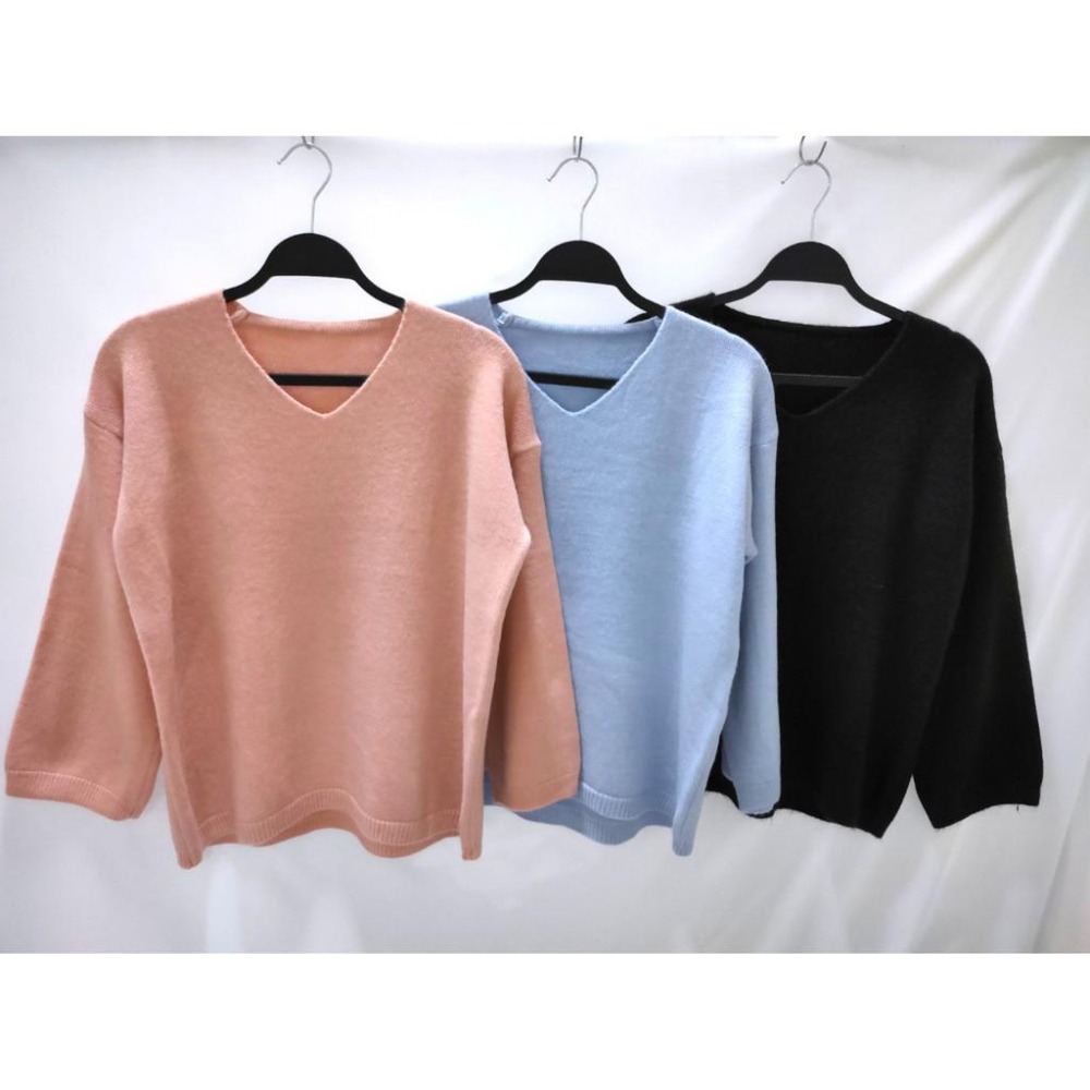 (A54)v領寬袖針織上衣-3色 針織上衣長袖 v領針織上衣 v領針織毛衣 寬鬆針織上衣  毛衣 v領毛衣 長袖上衣-細節圖6