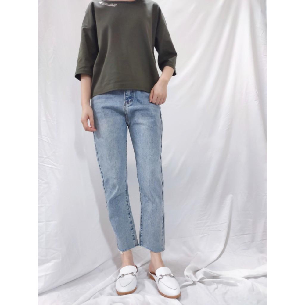 (D26)淺刷色褲腳抽鬚直筒牛仔褲S-L📍折扣出清不退換📍牛仔長褲 顯瘦 女生牛仔褲-細節圖2