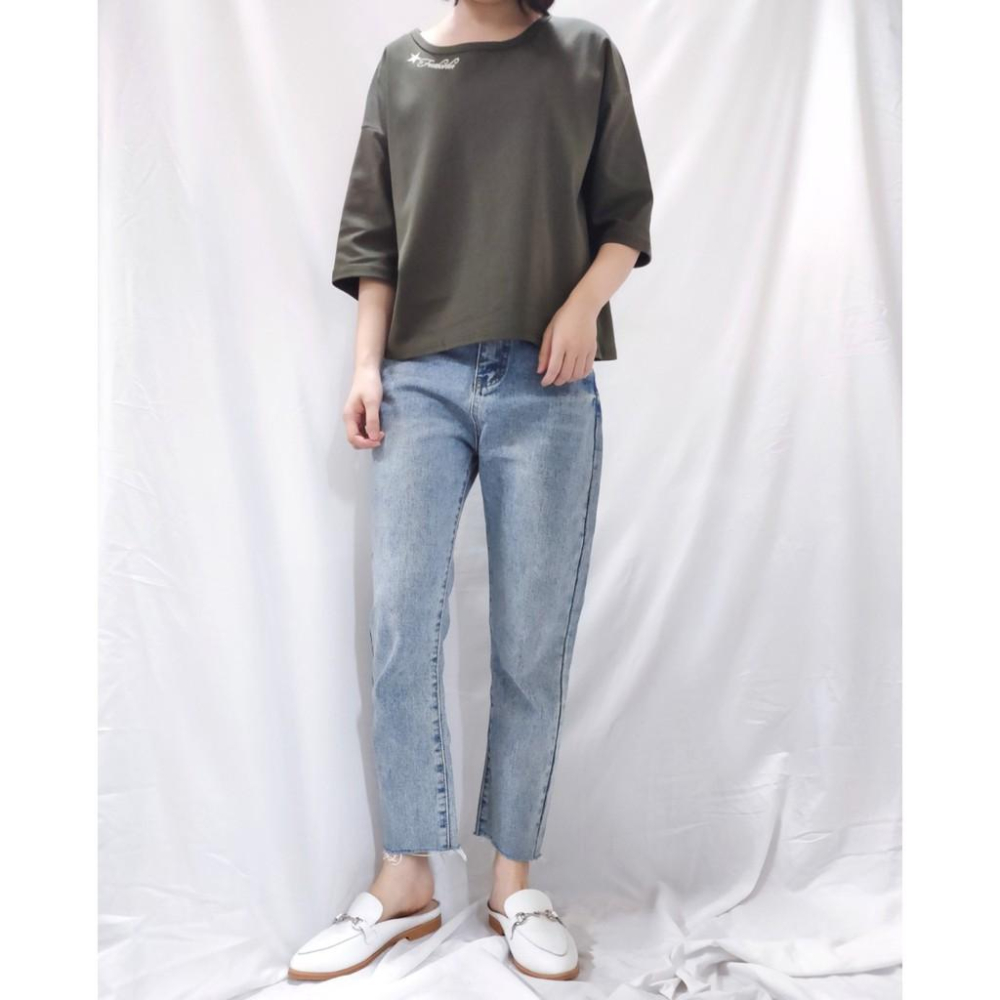 (D26)淺刷色褲腳抽鬚直筒牛仔褲S-L📍折扣出清不退換📍牛仔長褲 顯瘦 女生牛仔褲-細節圖3