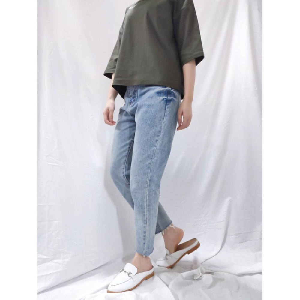 (D26)淺刷色褲腳抽鬚直筒牛仔褲S-L📍折扣出清不退換📍牛仔長褲 顯瘦 女生牛仔褲-細節圖5
