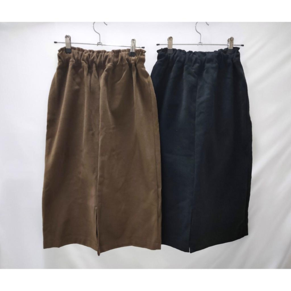 (E31)韓-雙口袋內刷毛後開衩鬆緊休閒裙-2色【現貨-黑】📍折扣出清售完不補/不退換📍-細節圖8