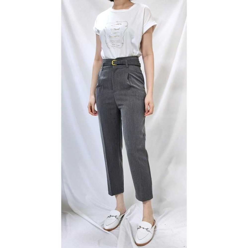 (D17)高腰花瓣造型西裝褲(附皮帶)-2色-細節圖4