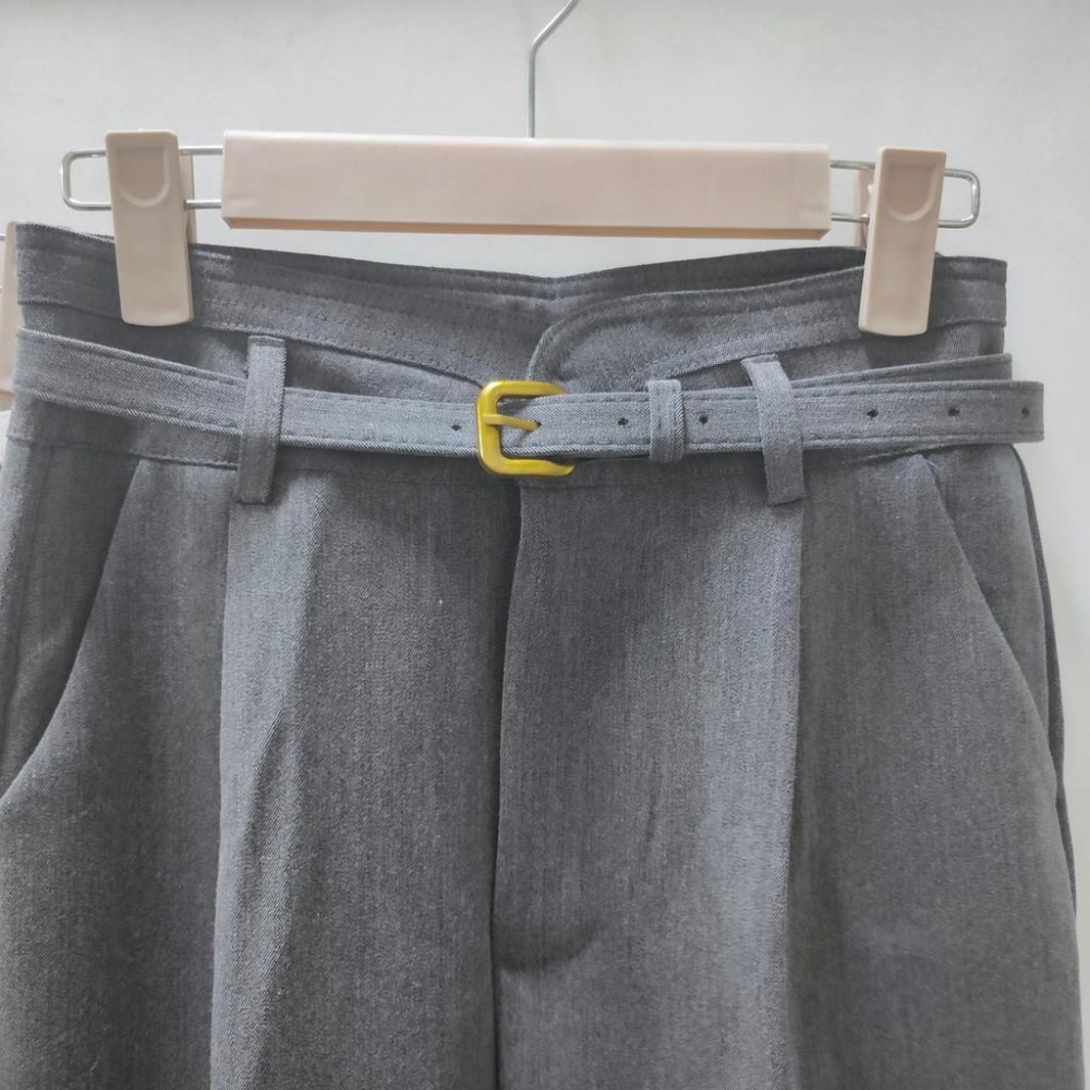 (D17)高腰花瓣造型西裝褲(附皮帶)-2色-細節圖8