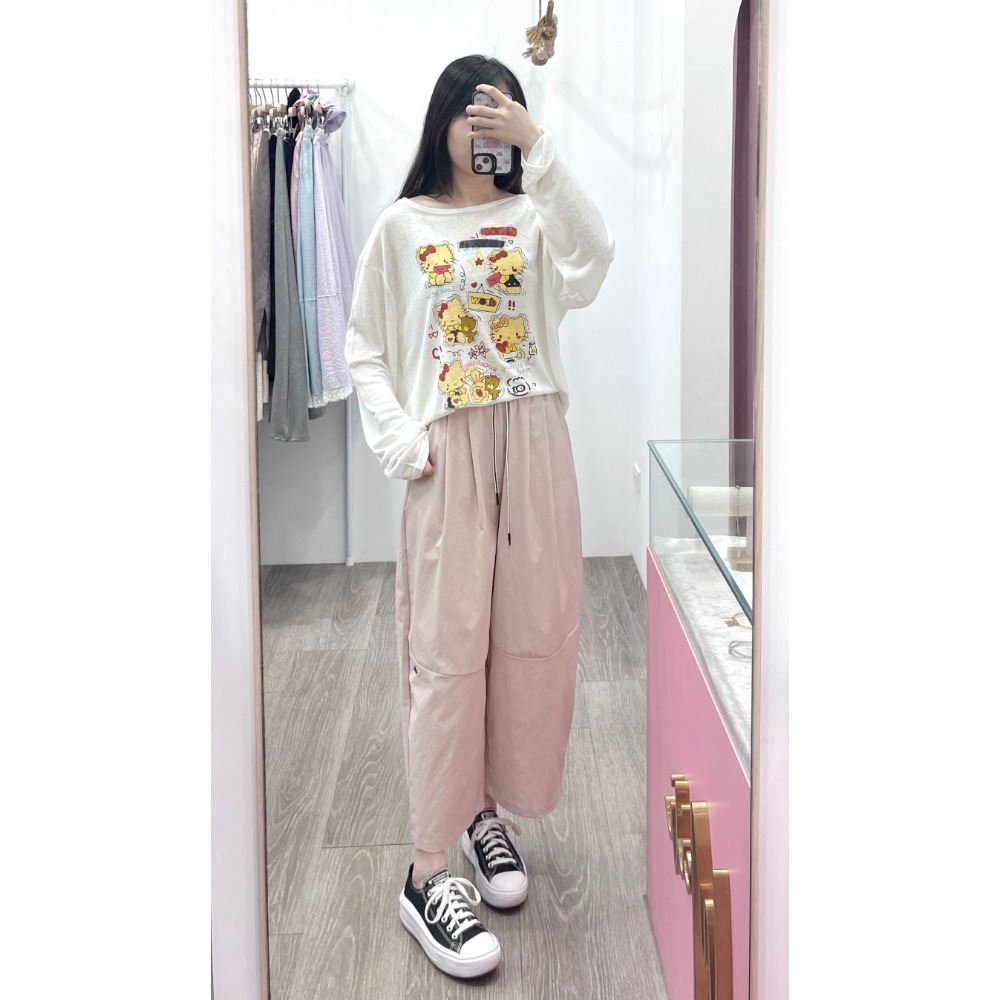 (D249)鬆緊綁帶氣球褲-5色(M.L) 鬆緊長褲 奶奶褲 彎刀褲-規格圖5