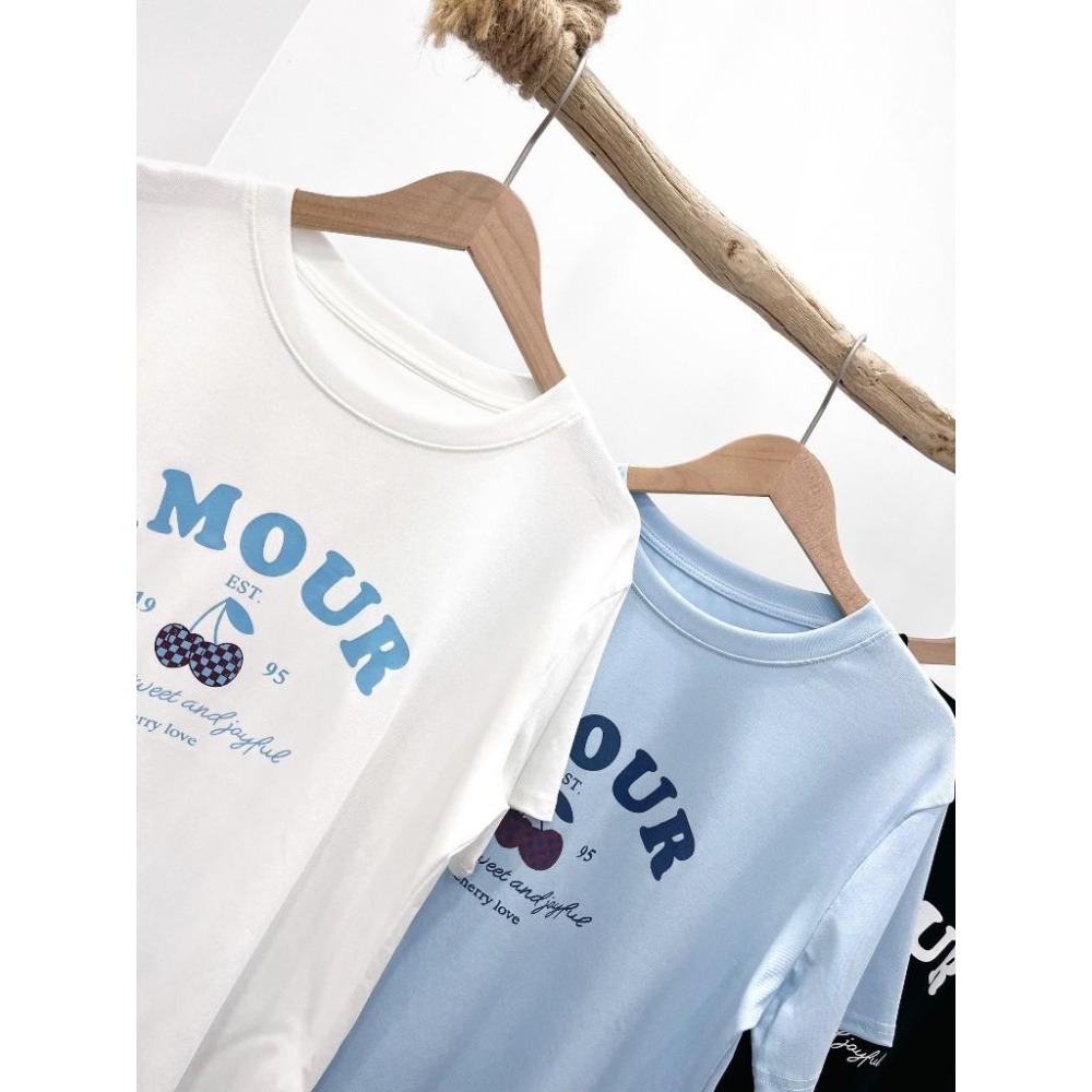 (A377)櫻桃印花圖案短袖上衣-3色-細節圖7