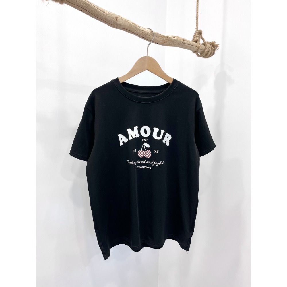 (A377)櫻桃印花圖案短袖上衣-3色-規格圖8