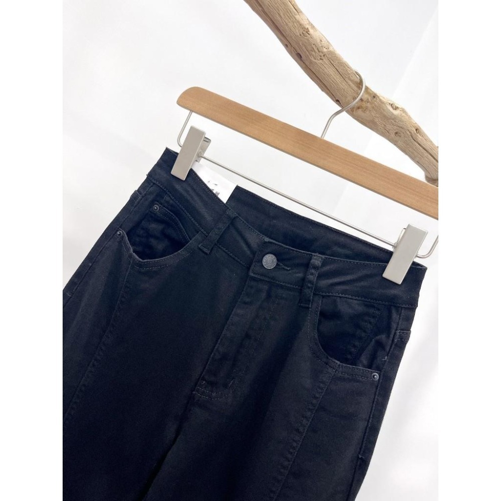 (D247)黑色牛仔彈性寬褲S-XL-細節圖6