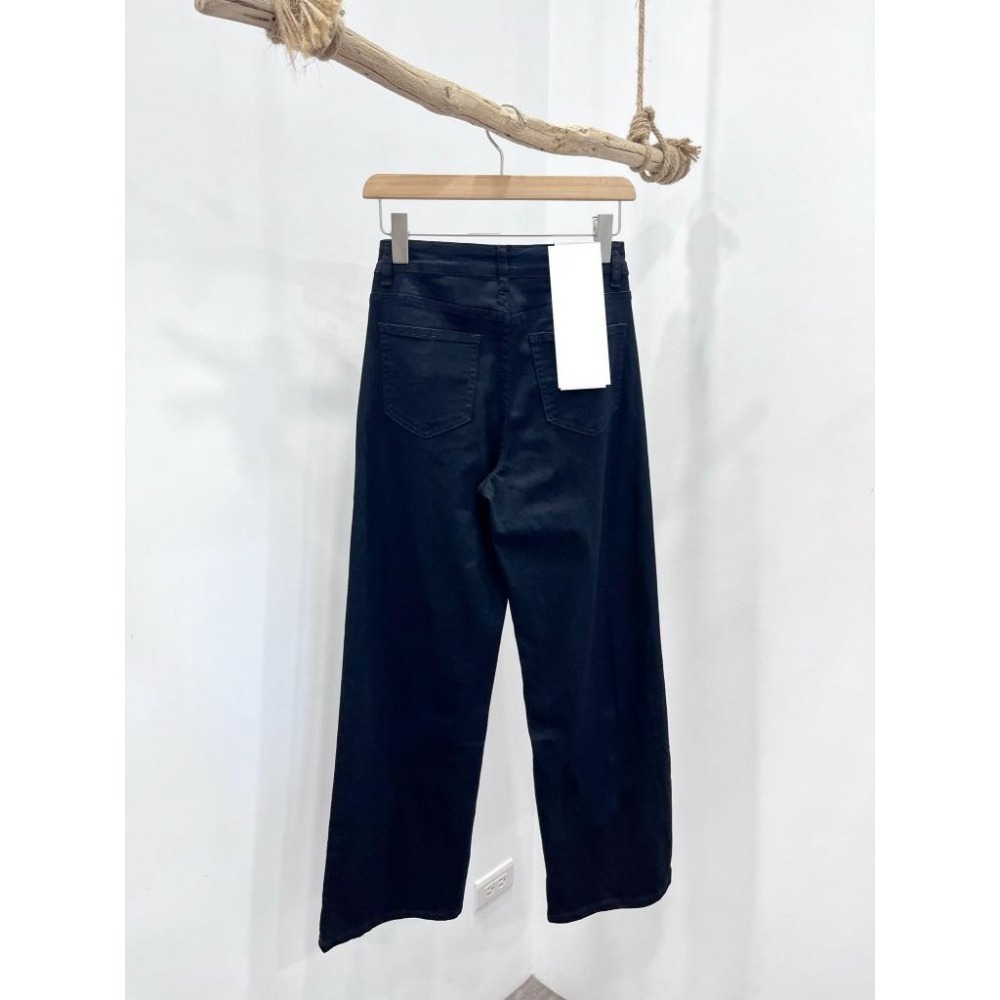 (D247)黑色牛仔彈性寬褲S-XL-細節圖9