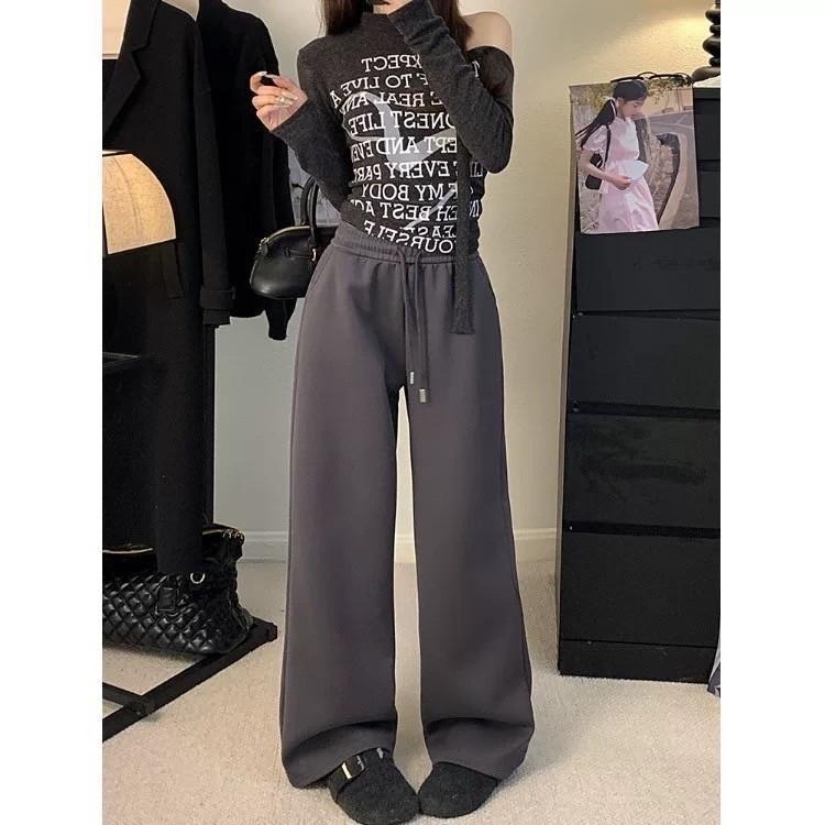 (D236)太空棉休閒綁帶寬褲-3色-細節圖6