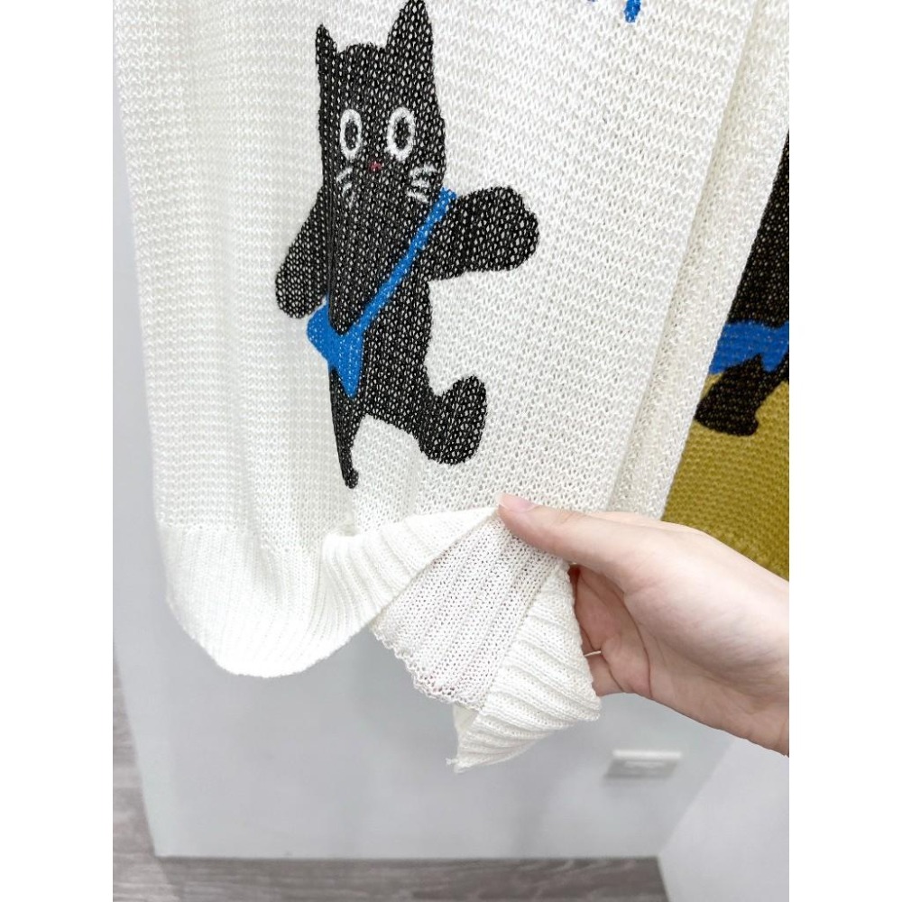 (A392)貓咪印花無袖針織背心-3色 無袖上衣-細節圖6