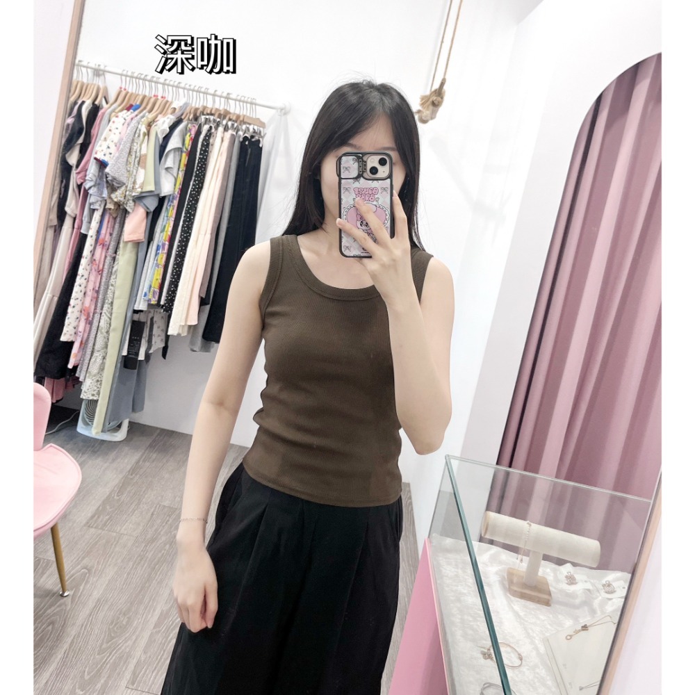 (B18)多色U領素面背心-13色 遮副乳-規格圖3