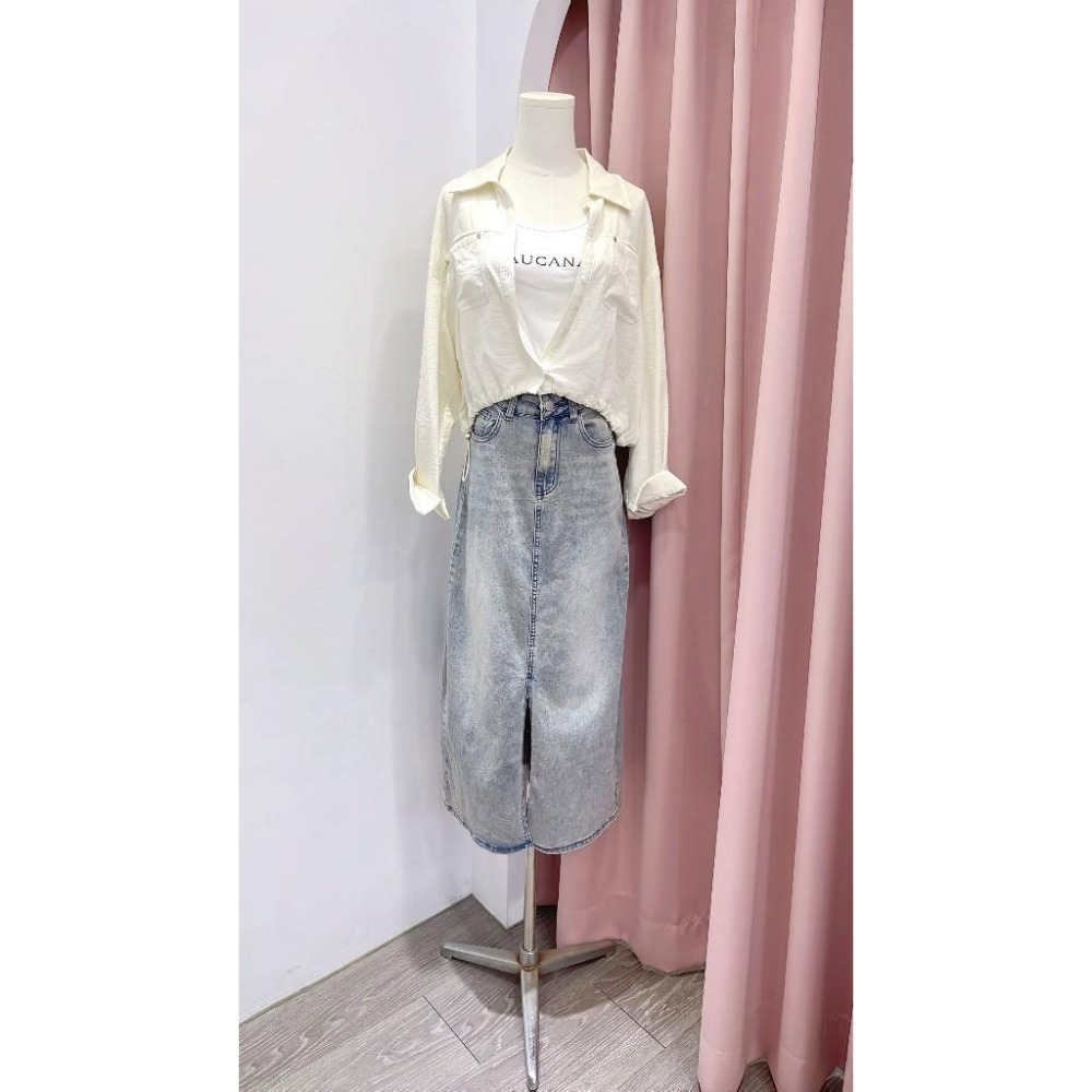 (E81)前開衩牛仔彈性長裙S-XL ✅適合高個女孩-細節圖4