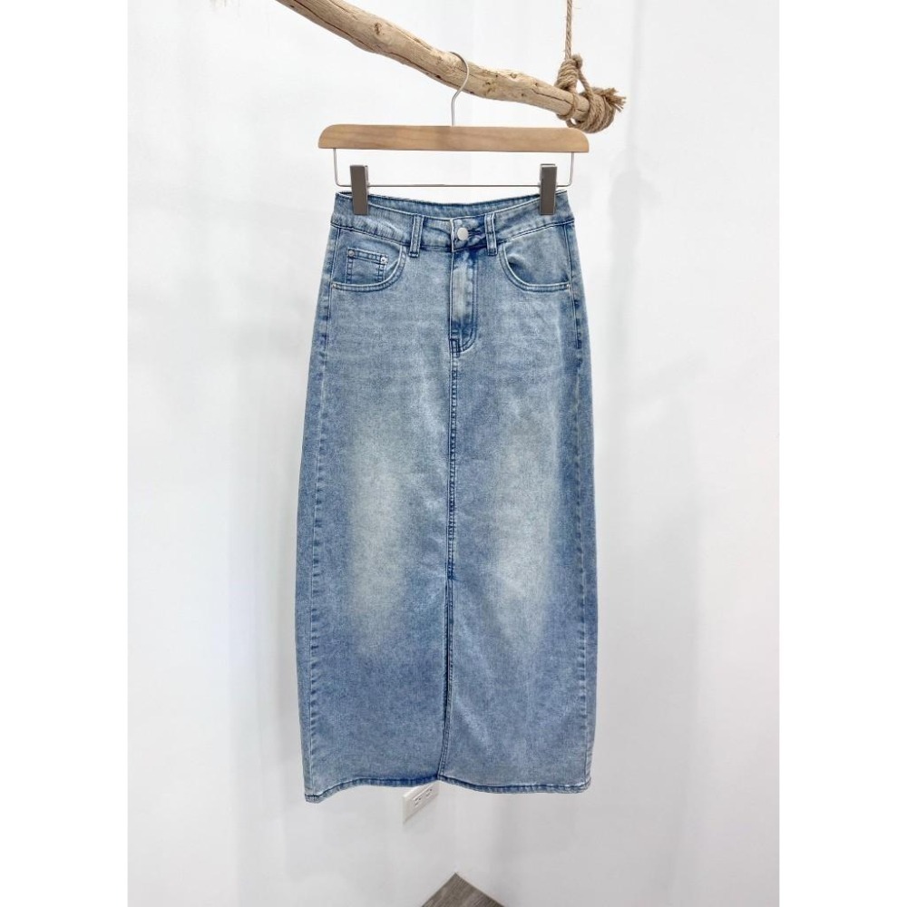 (E81)前開衩牛仔彈性長裙S-XL ✅適合高個女孩-細節圖5