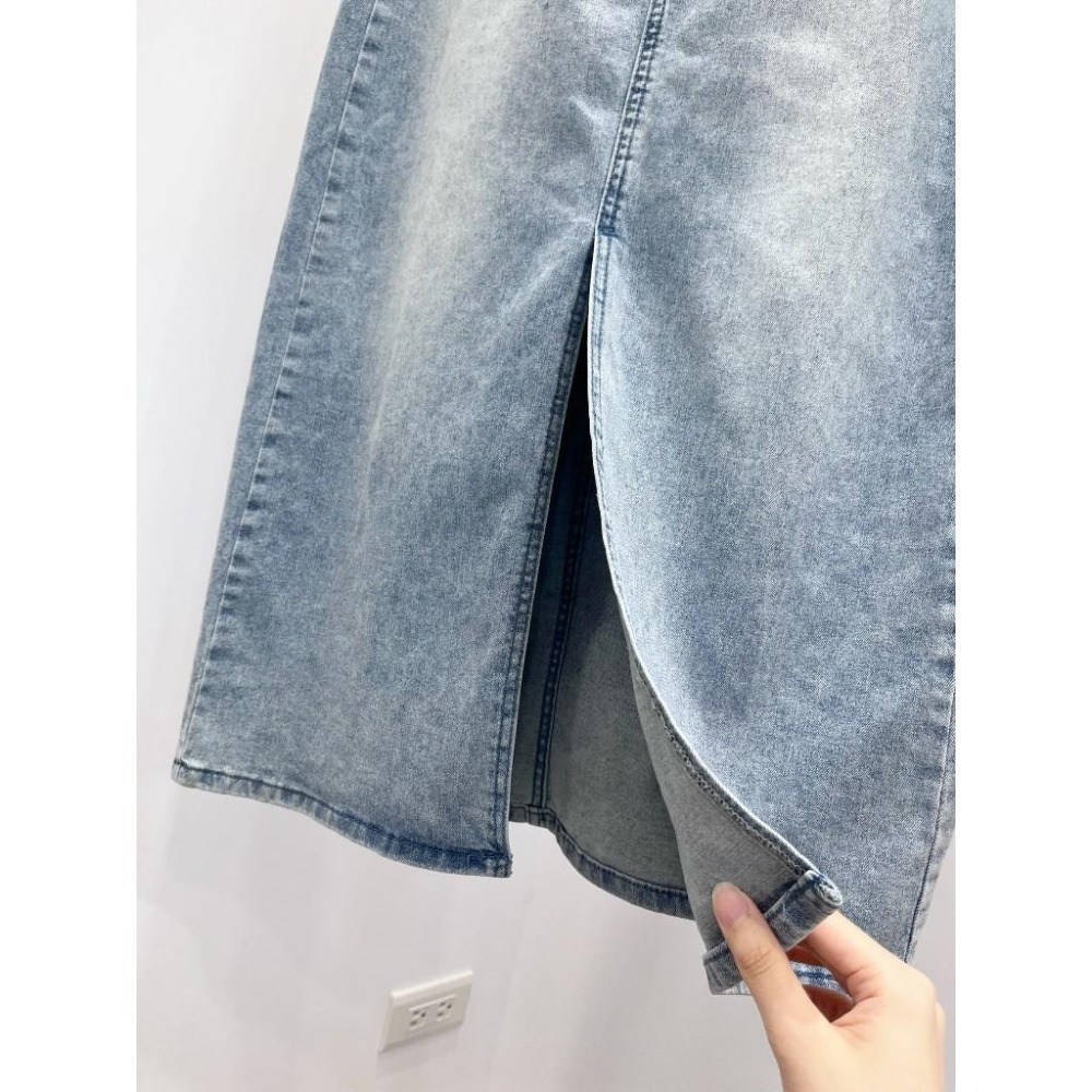 (E81)前開衩牛仔彈性長裙S-XL ✅適合高個女孩-細節圖7