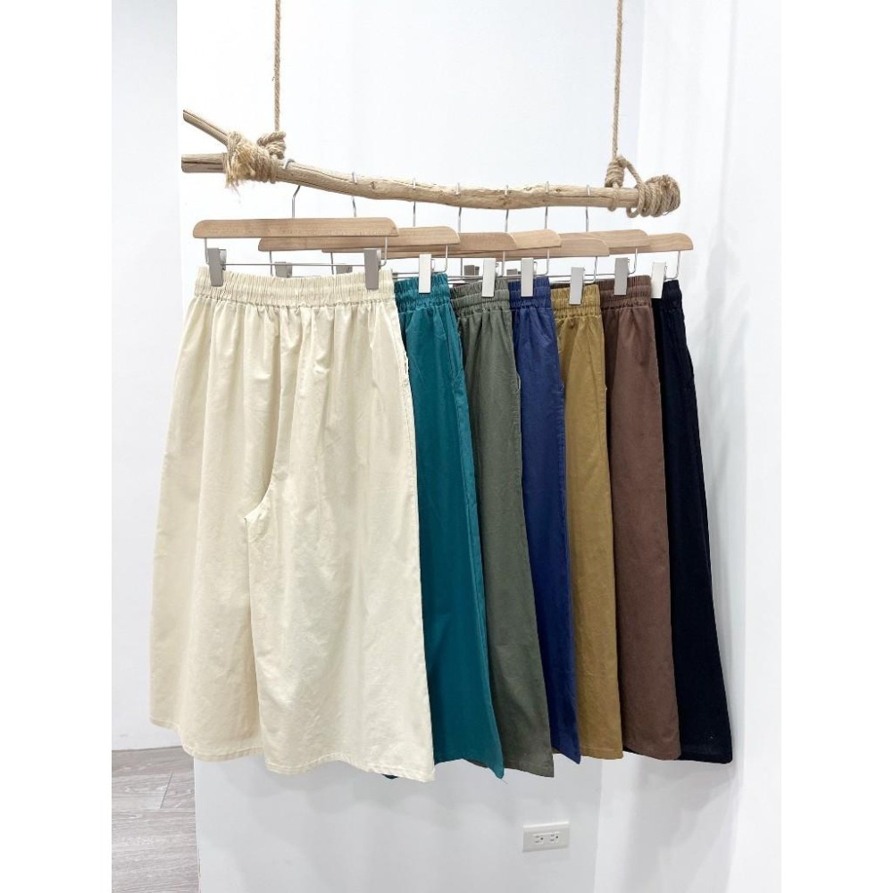 (D248)鬆緊綁帶棉麻八分寬褲-7色 八分褲 寬褲裙-細節圖5