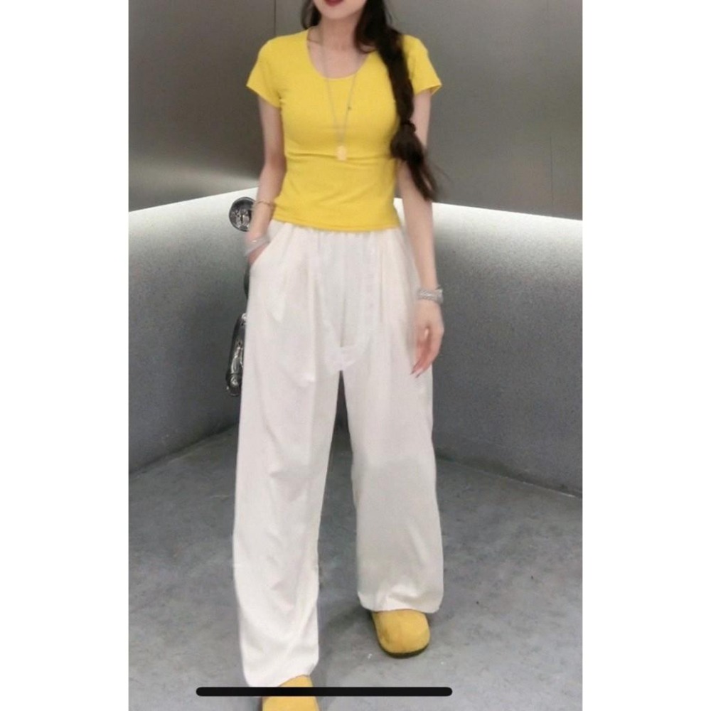 (A391)大U領素面短袖上衣-5色-細節圖2