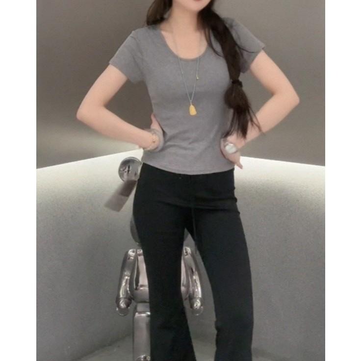 (A391)大U領素面短袖上衣-5色-細節圖6