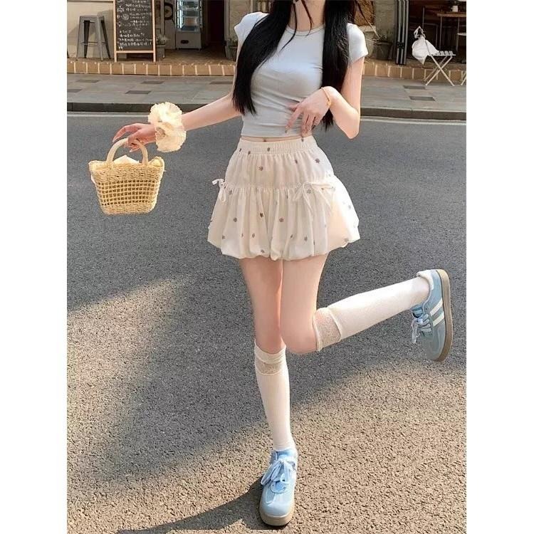 (E80)鬆緊綁帶澎澎短裙-2色 (有安全褲)-細節圖2