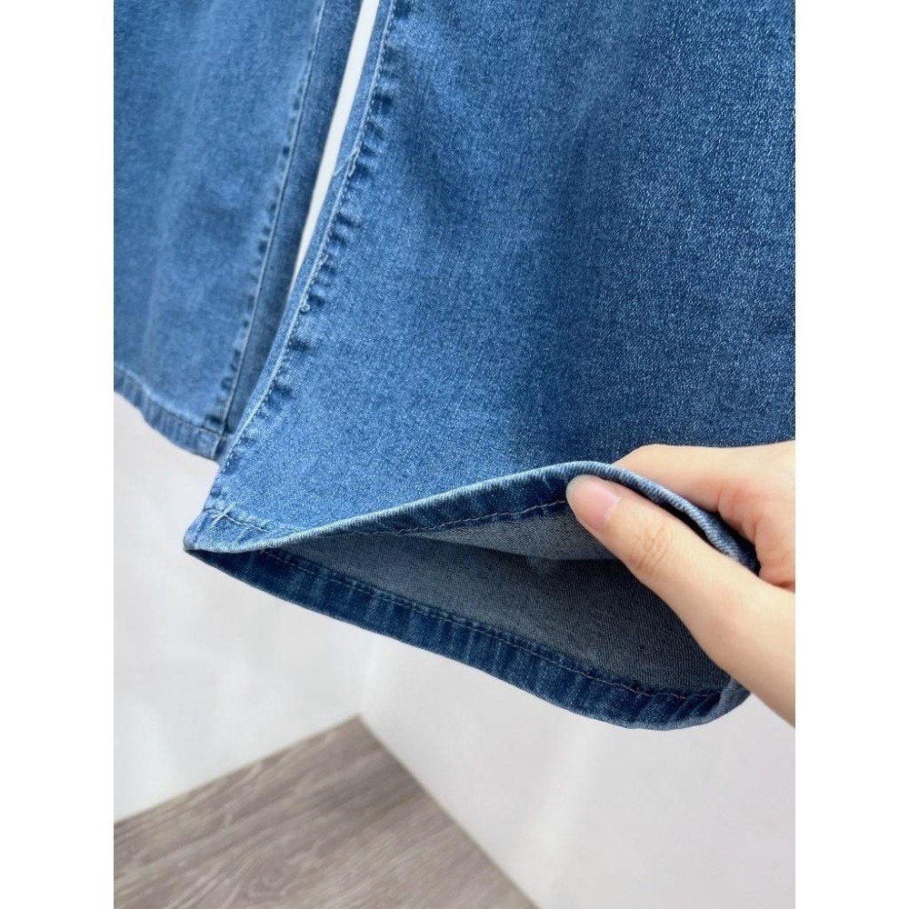 (D243)牛仔刷破彈性寬褲S-XL-細節圖6