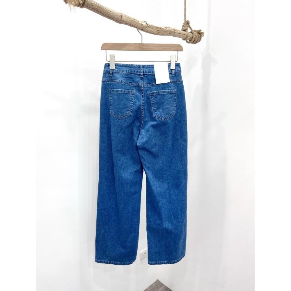 (D243)牛仔刷破彈性寬褲S-XL-細節圖7