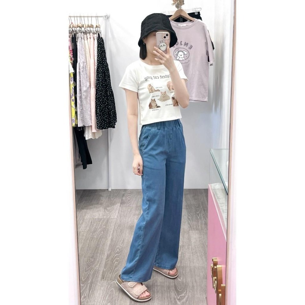 (D240)鬆緊天絲牛仔寬褲S-XL-細節圖2